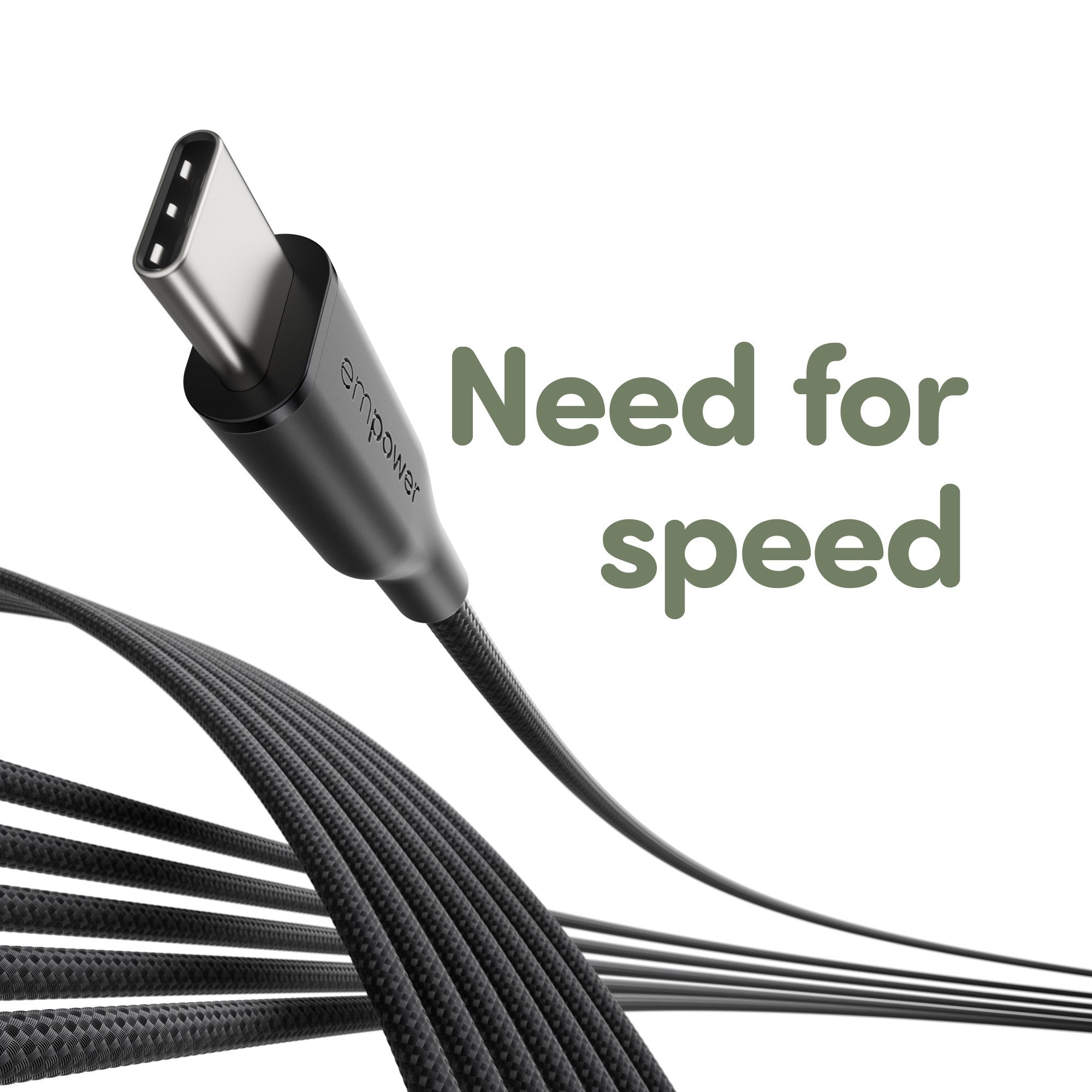 empower by PanzerGlass® Racing 60W USB-C to USB-C Kabel | USB 2.0 | 1.2M | Weltall Schwarz